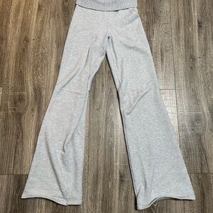 Womens Grey Flared Fold over Pants